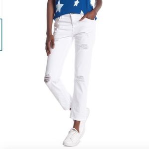 NWT current elliot white distressed fling jean